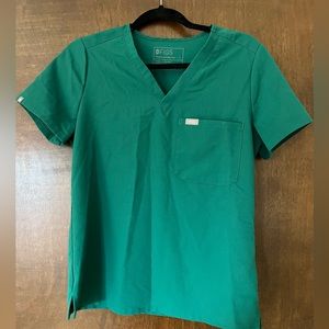 Figs Scrub Top, Size Small, Hunter Green